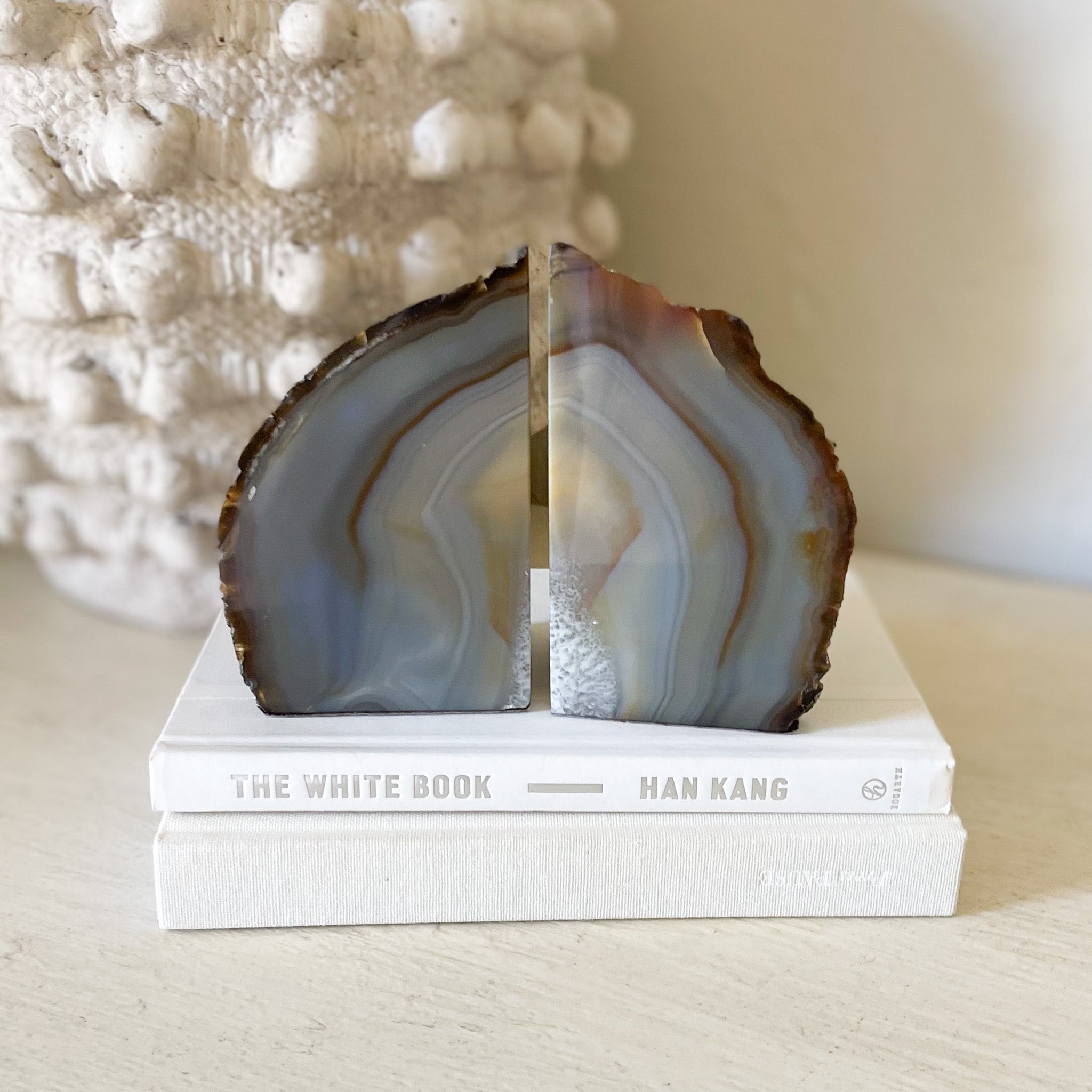 agate crystal bookends, geode bookends