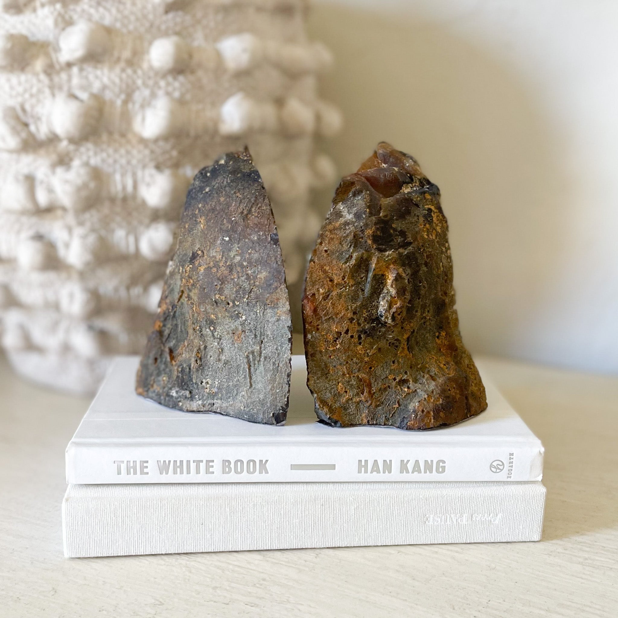 natural agate bookend pair