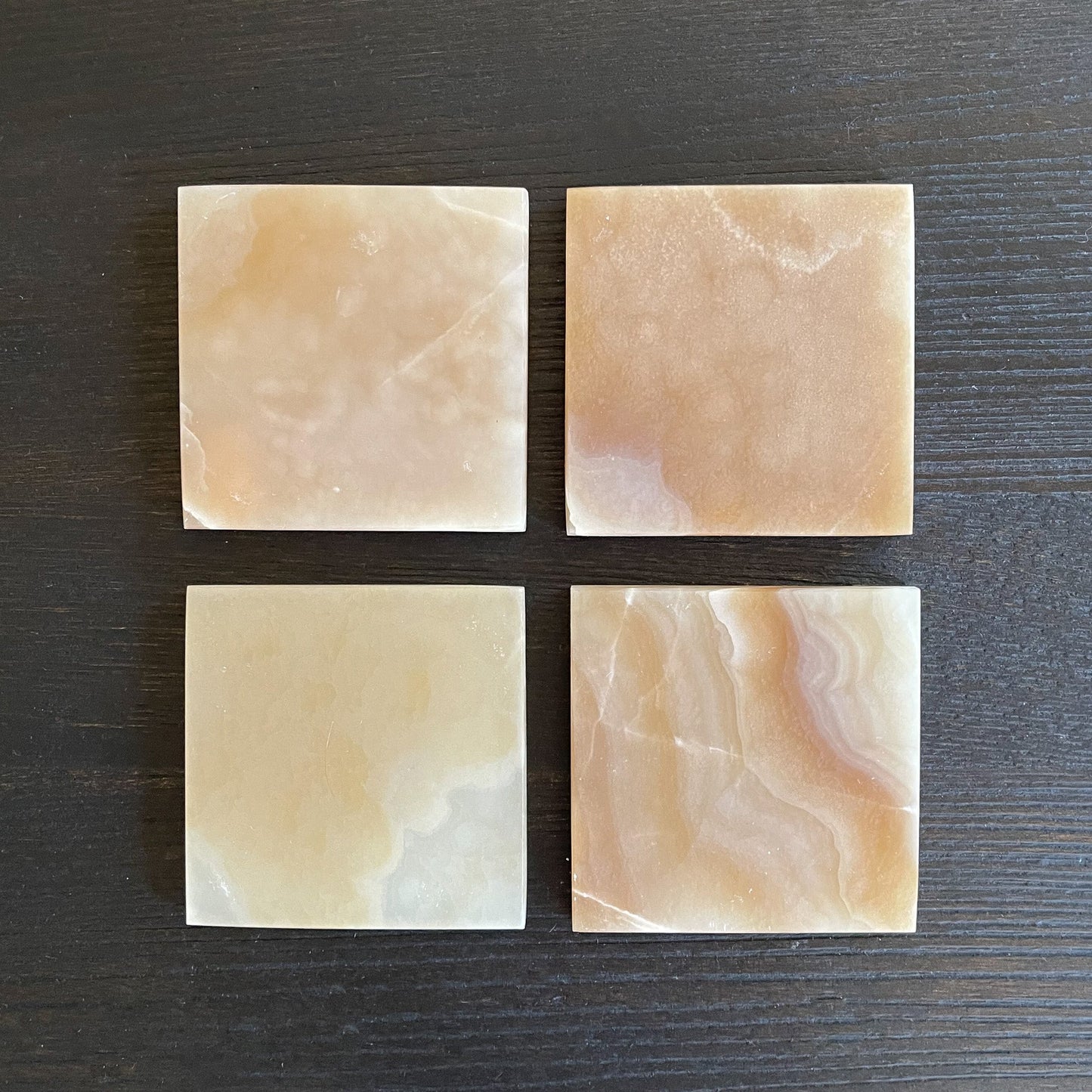 light brown onyx coaster set
