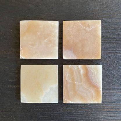 light brown onyx coaster set