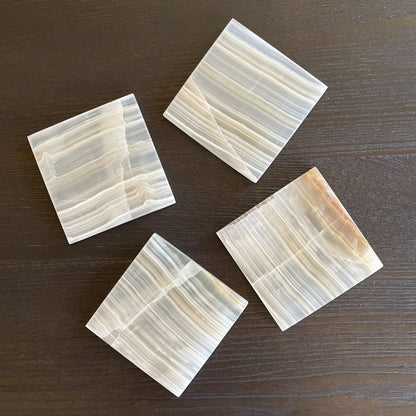 white and beige onyx coaster set, natural onyx coasters