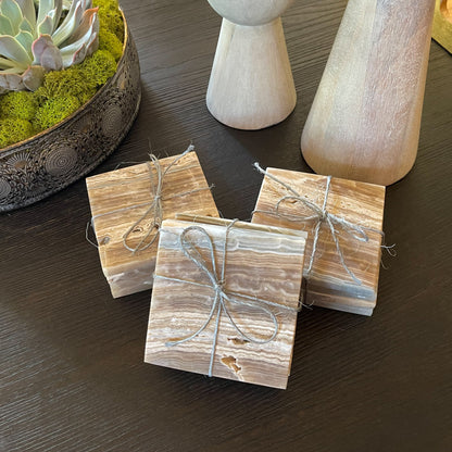 Amber Onyx Coaster Set, Onyx Decor