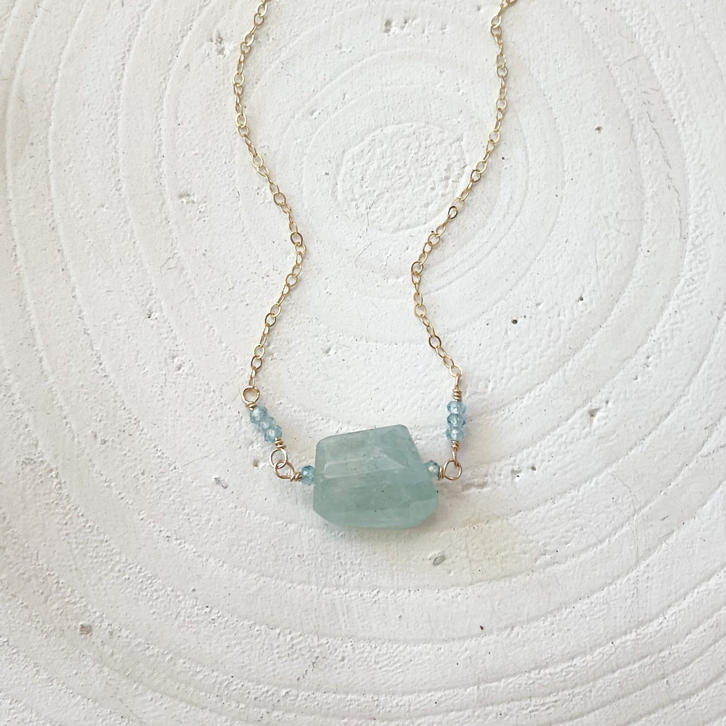Aquamarine Jewelry, Modern Minimalist Necklace, Crystal Necklace