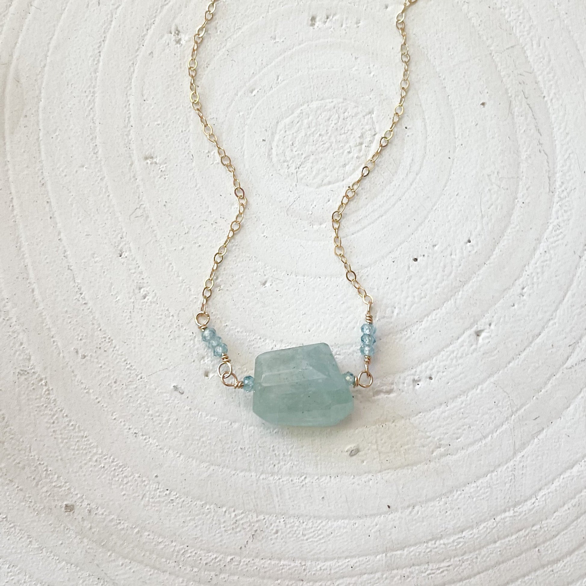 Aquamarine Jewelry, Modern Minimalist Necklace, Crystal Necklace