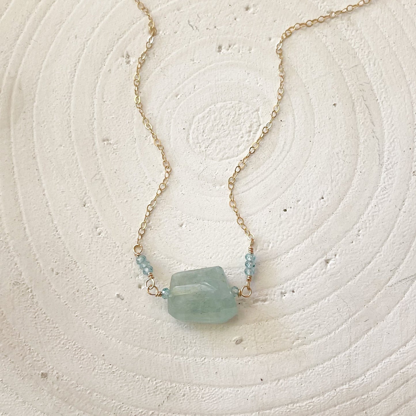 Aquamarine Gemstone Necklace, Boho Necklace, Blue Crystal Jewelry