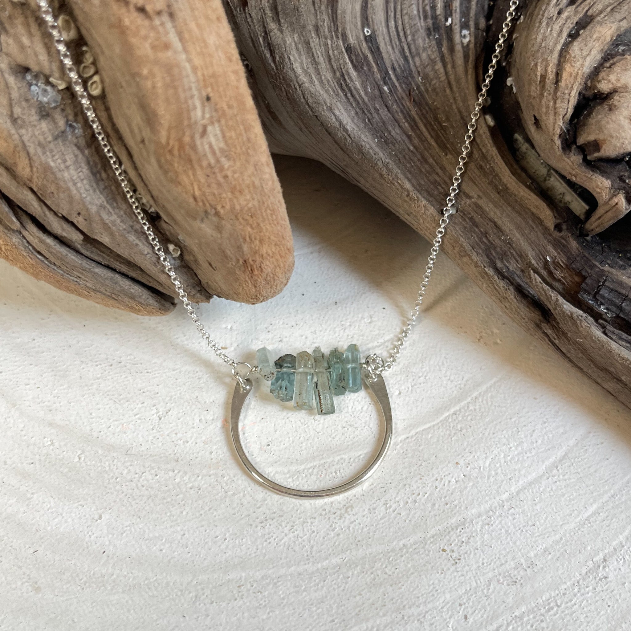 Aquamarine Silver Pendant Necklace, Aquamarine Necklace