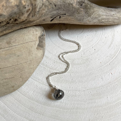 Black Rutilated Quartz Necklace, Boho Necklace 