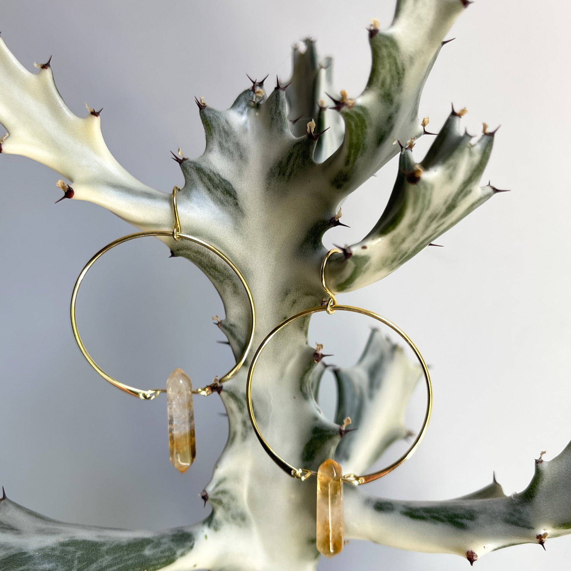 Citrine Hoop Earrings - Rare Earth Mercantile