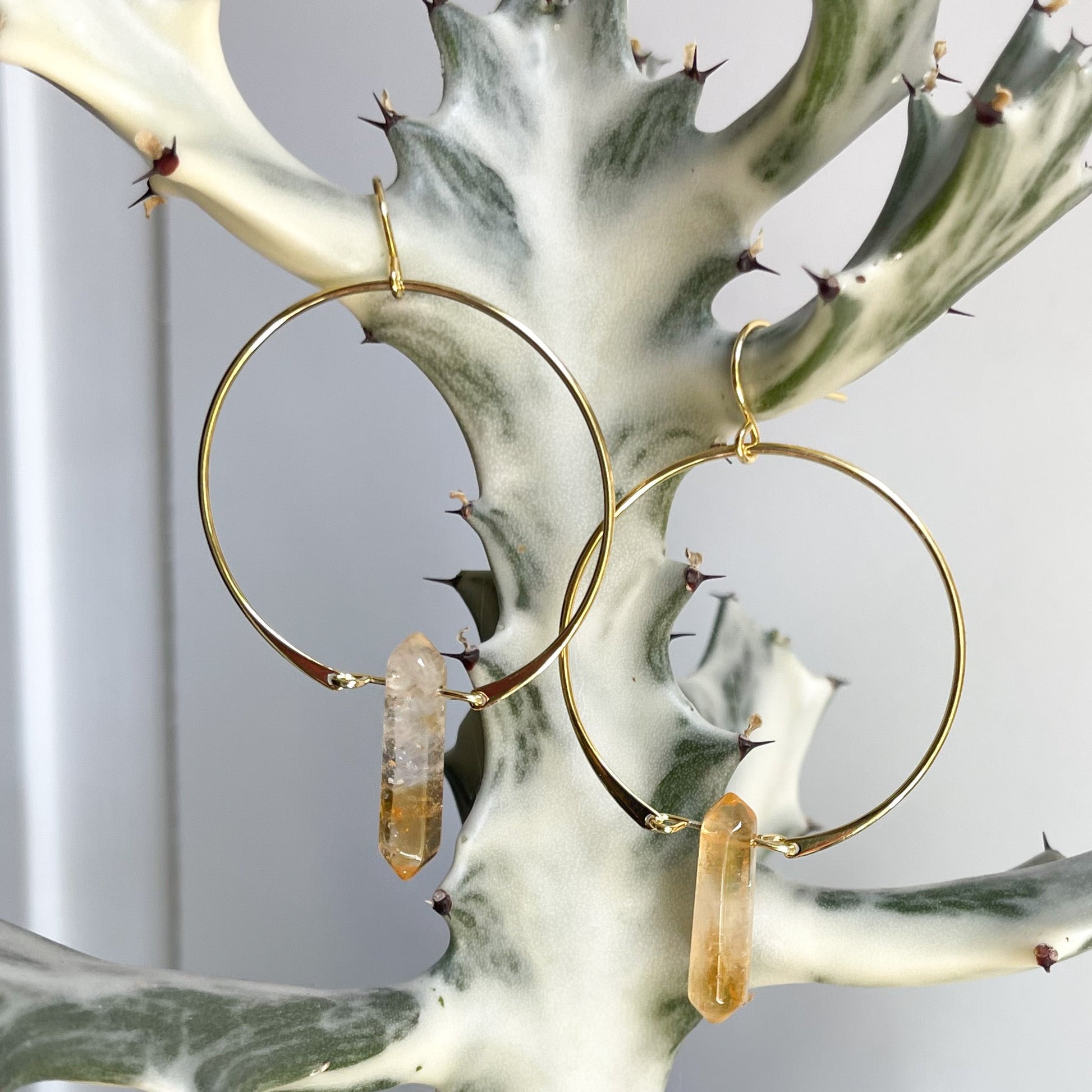 Citrine Hoop Earrings - Rare Earth Mercantile