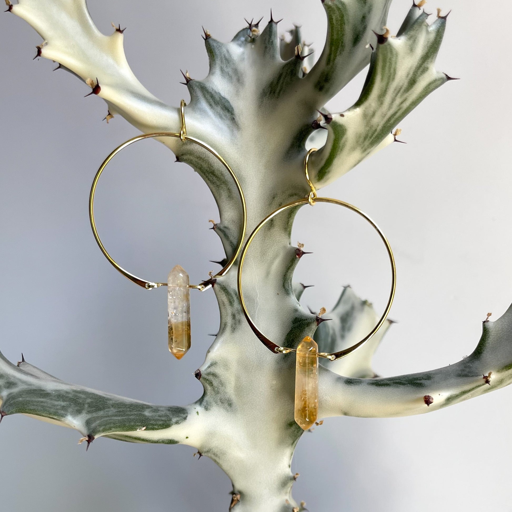 Citrine Hoop Earrings - Rare Earth Mercantile