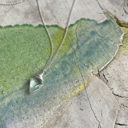 Sterling silver clear quartz crystal arrow necklace