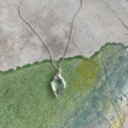 Sterling silver arrow necklace with clear quartz crystal