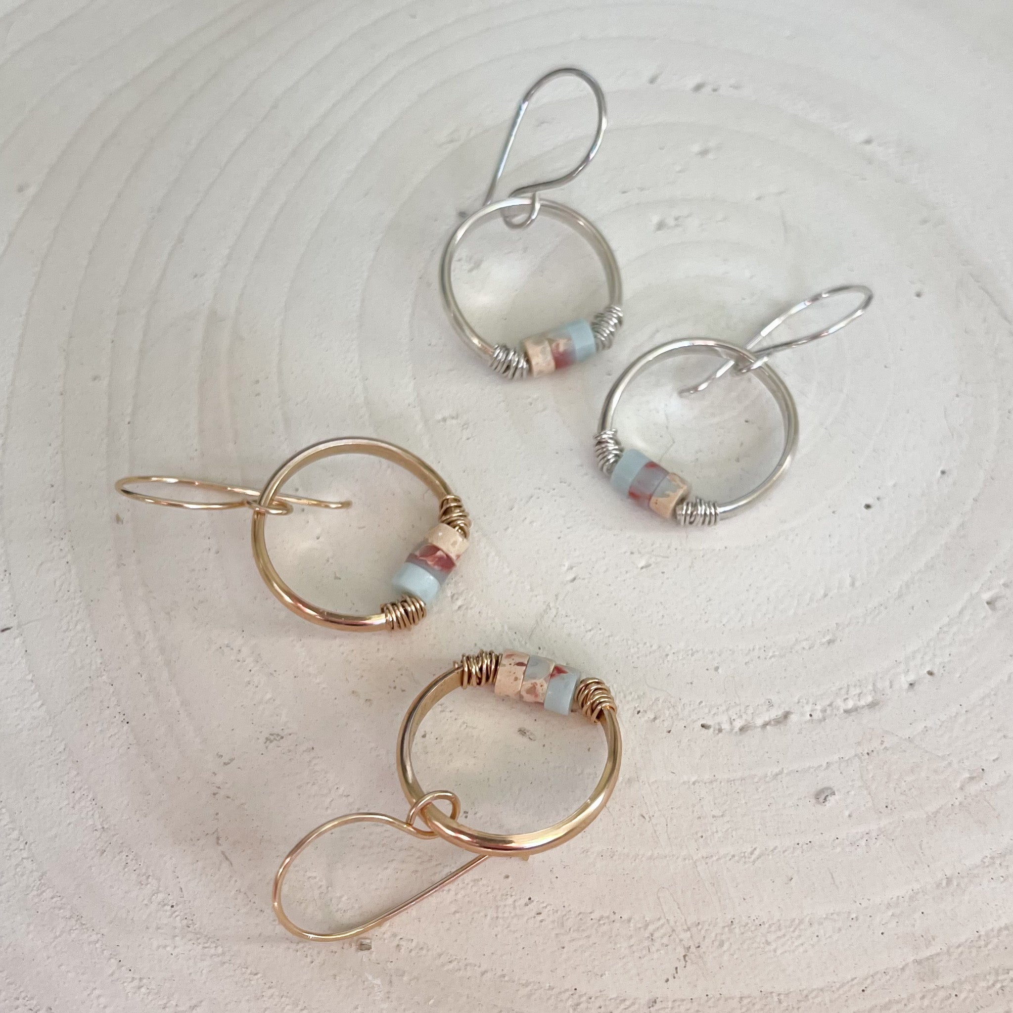 Sea sediment gemstone beaded earrings, Sea Jasper Beaded earrings