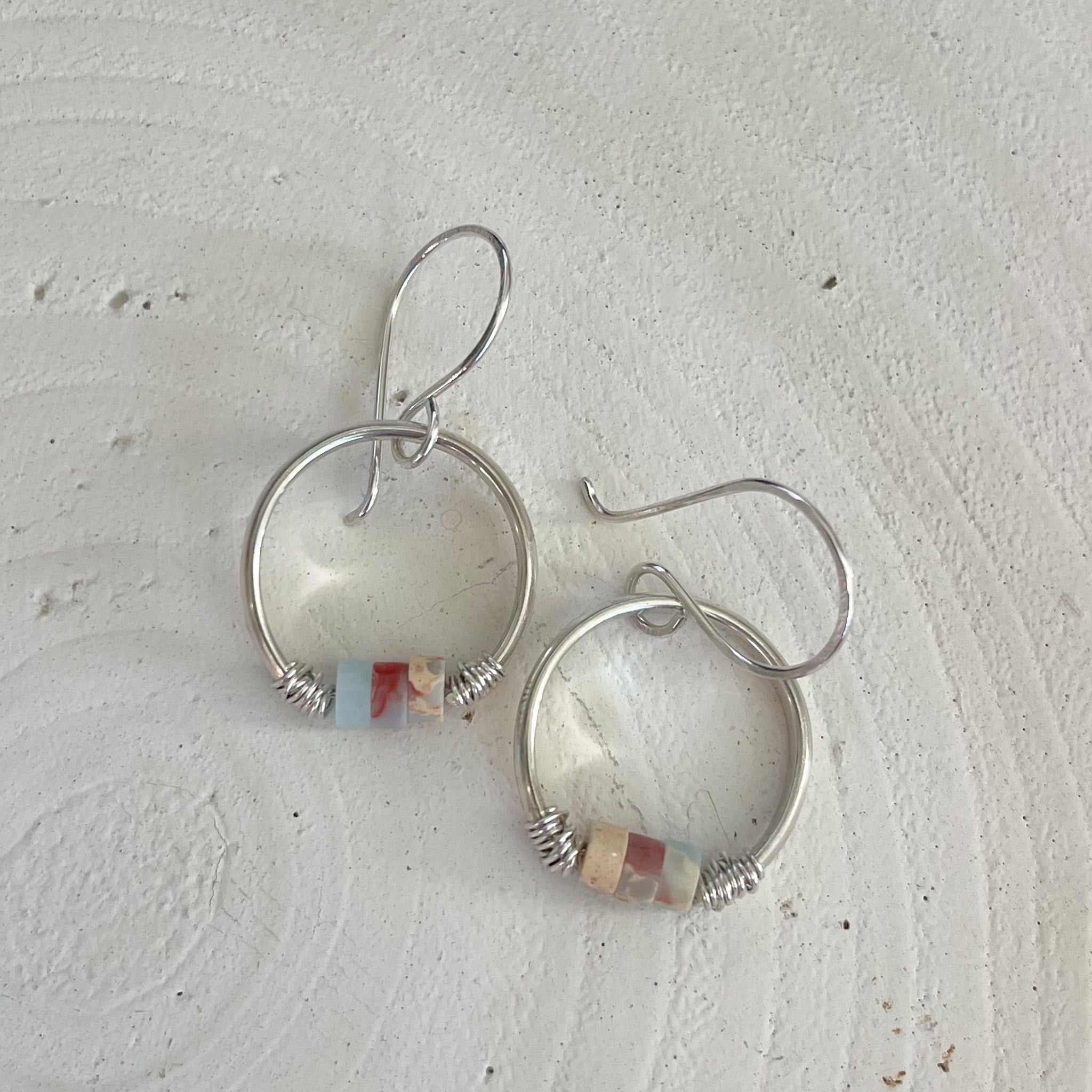 sterling silver sea jasper gemstone earrings