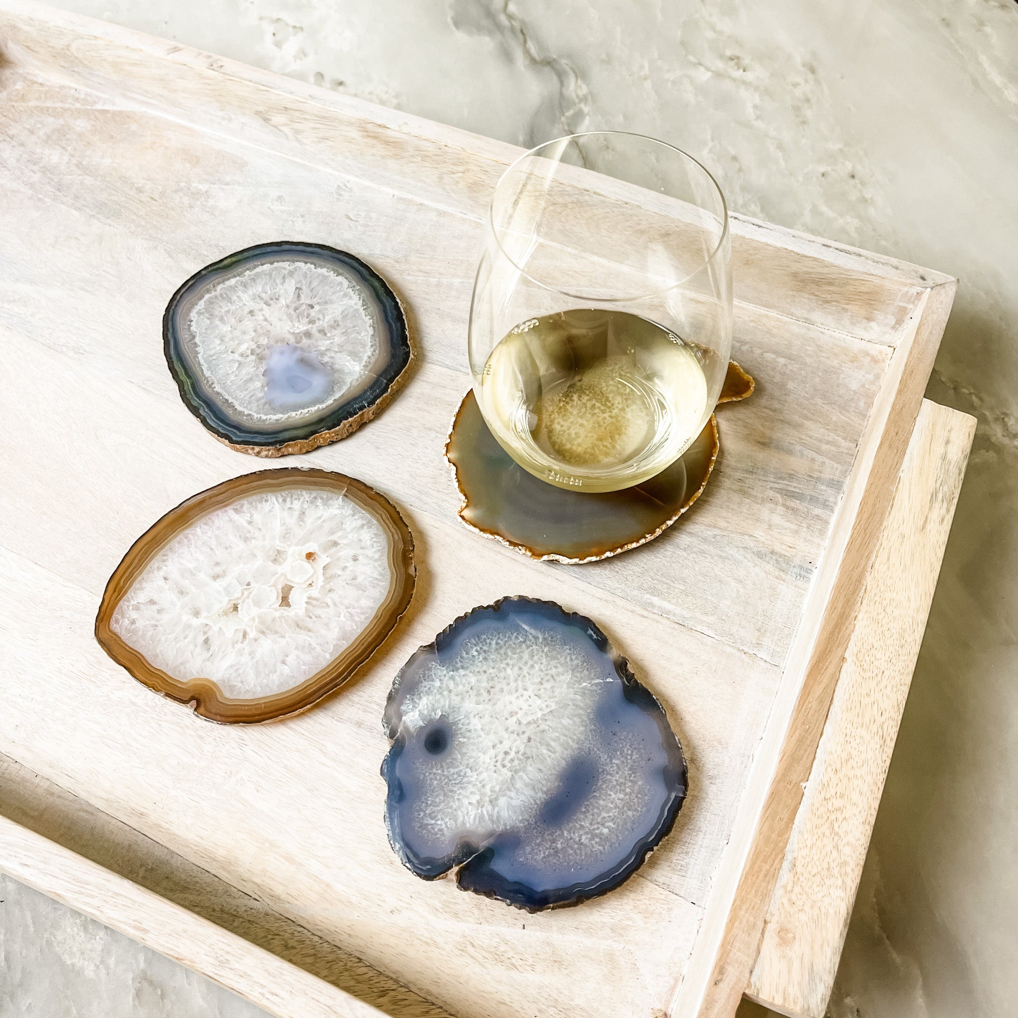 Natural Stone Coasters Earth Tone Natural Agate Coaster Set