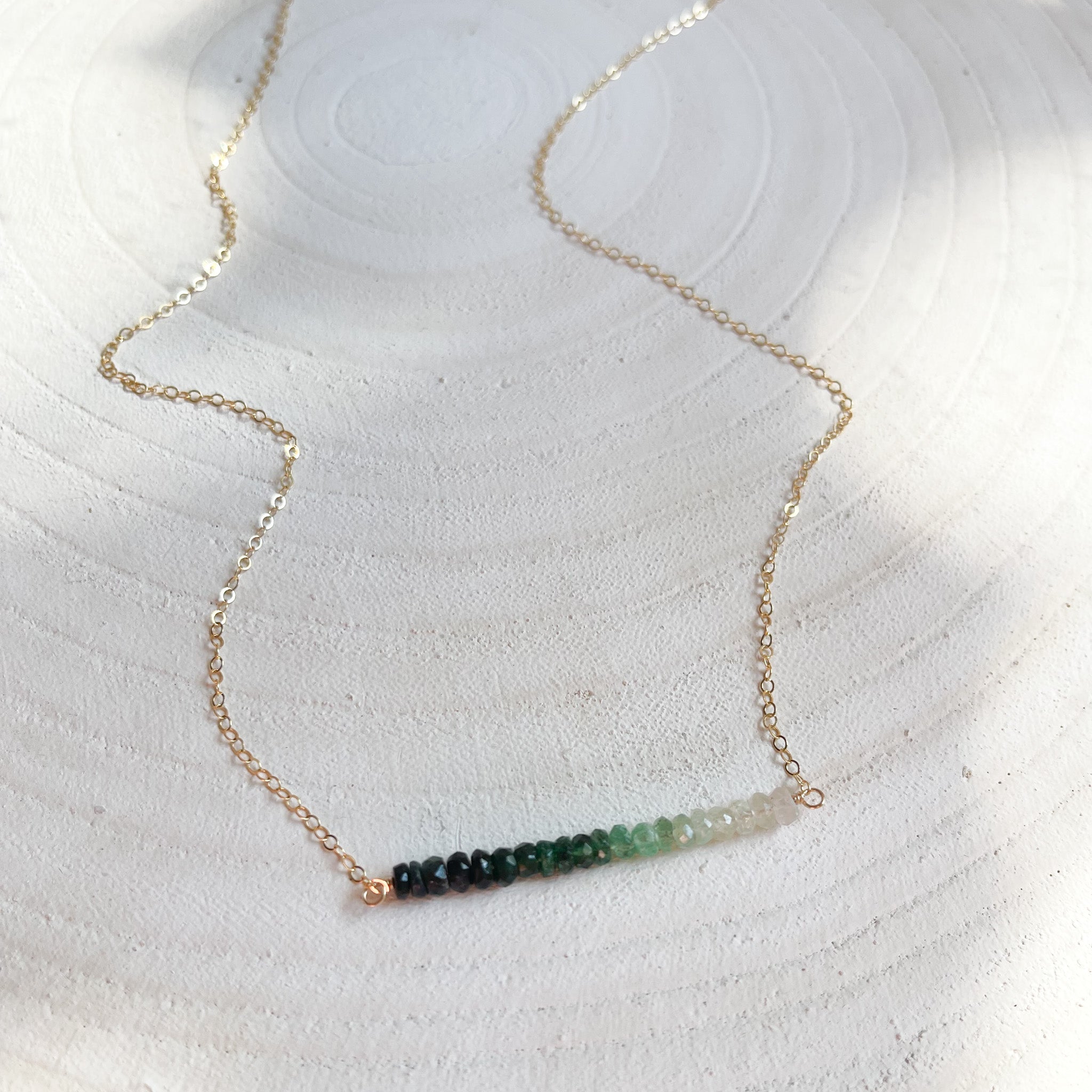 Emerald Gemstone Necklace, Green Crystal Necklace, Modern Minimalist Jewelry