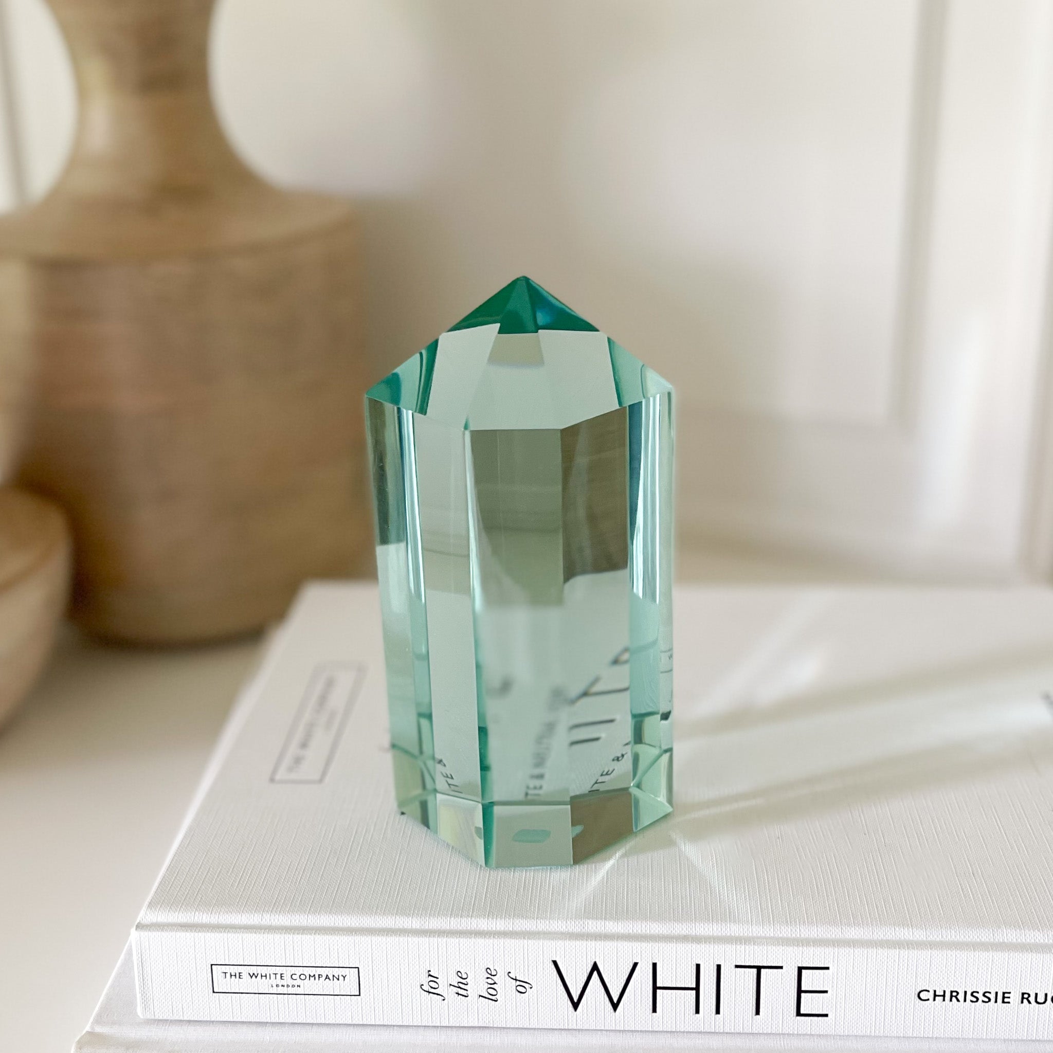 Faceted Green Glass Point, Glass Home Accents
