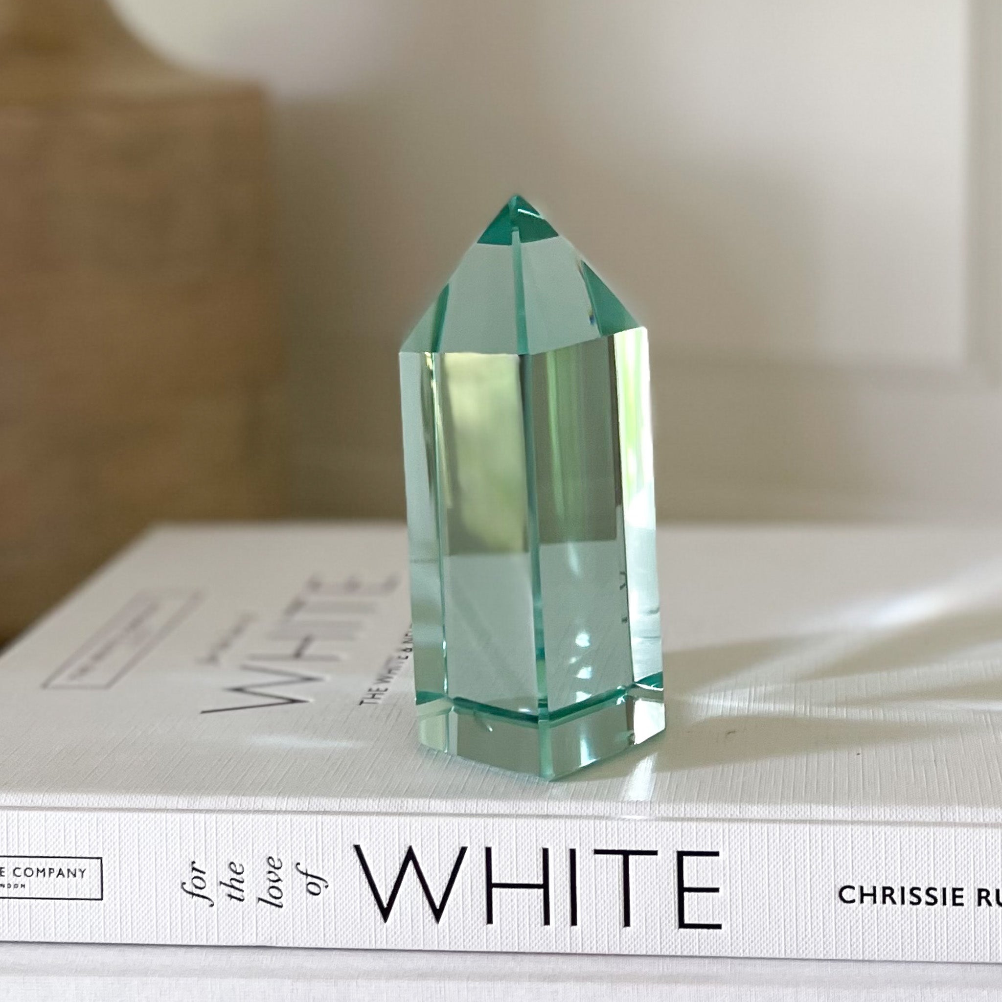 Faceted Green Glass Point, Green Crystal Decor