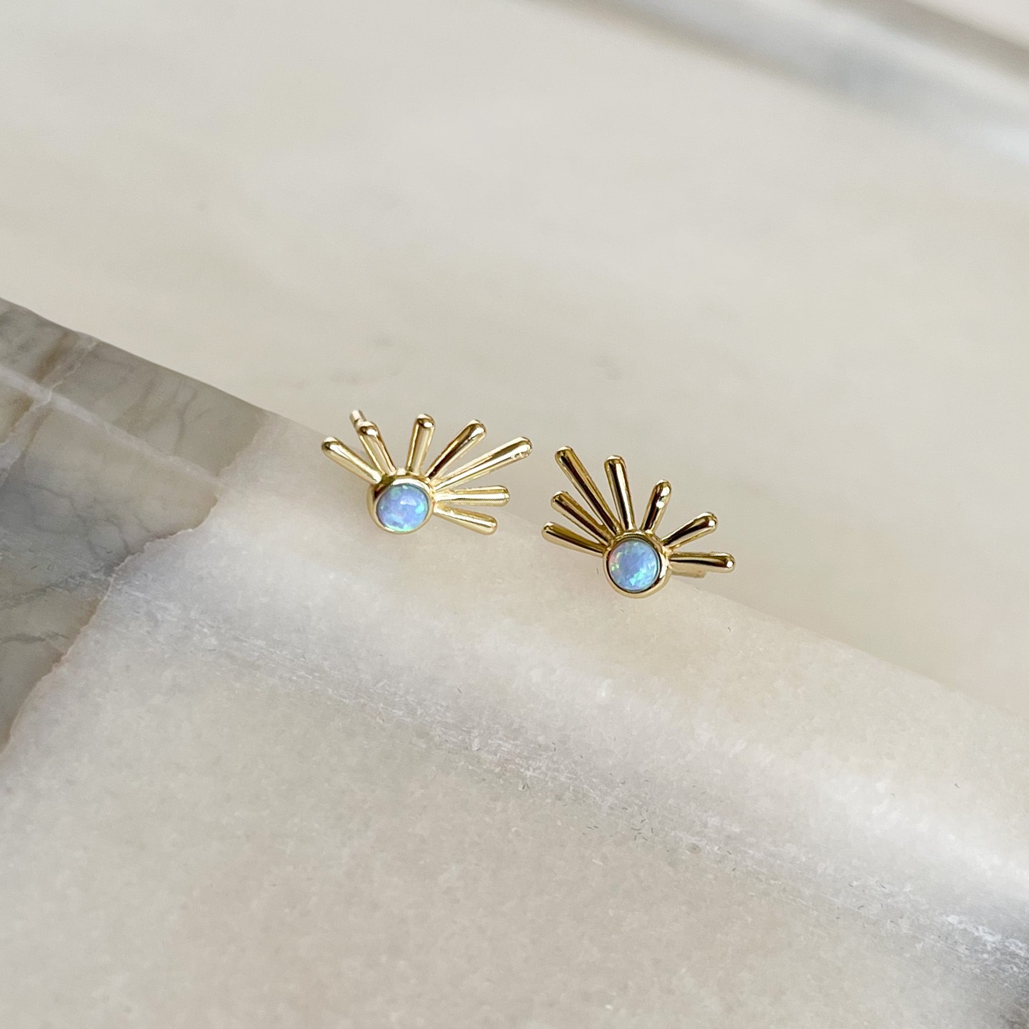 fire opal gemsonte gold stud earrings