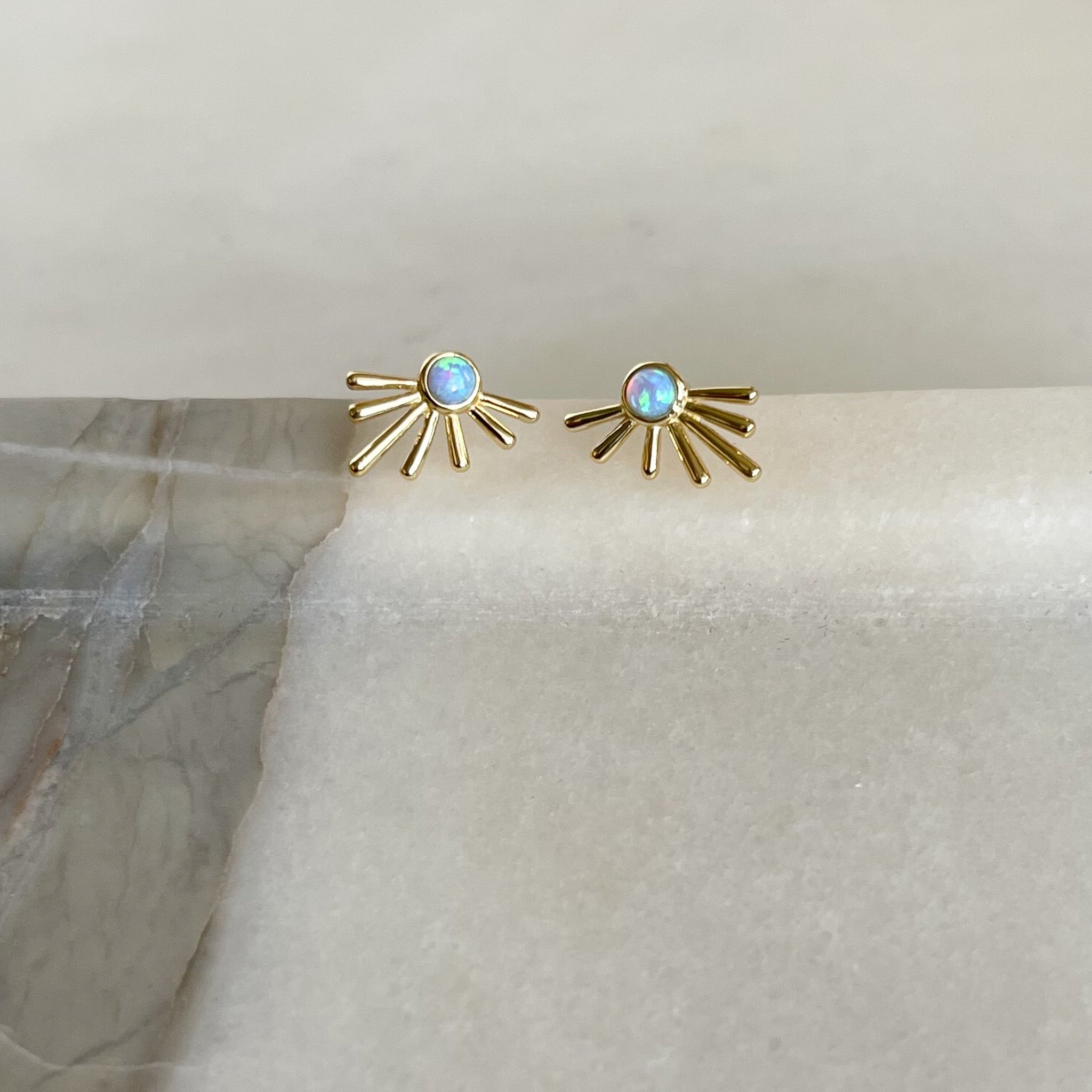 fire opal minimalist earrings