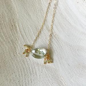 Green Amethyst Oval Necklace, Green Gemstone Necklace, Delicate Necklace