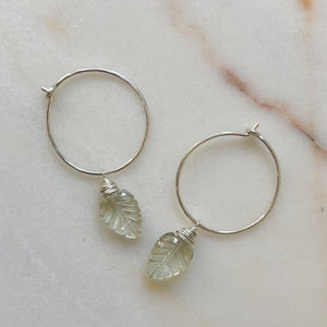 Sterling Svler Green Amethyst Hoop Earrings, Green Crystal Hoop Earrings