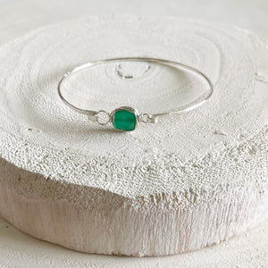 Green Onyx Sterling Silver Bracelet, Gemstone Bracelet, Crystal Bracelet