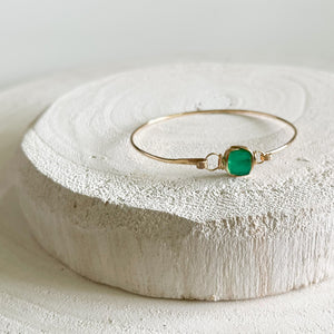 Green Gemstone Bracelet, Stacking Bracelet, Handmade Onyx Bracelet
