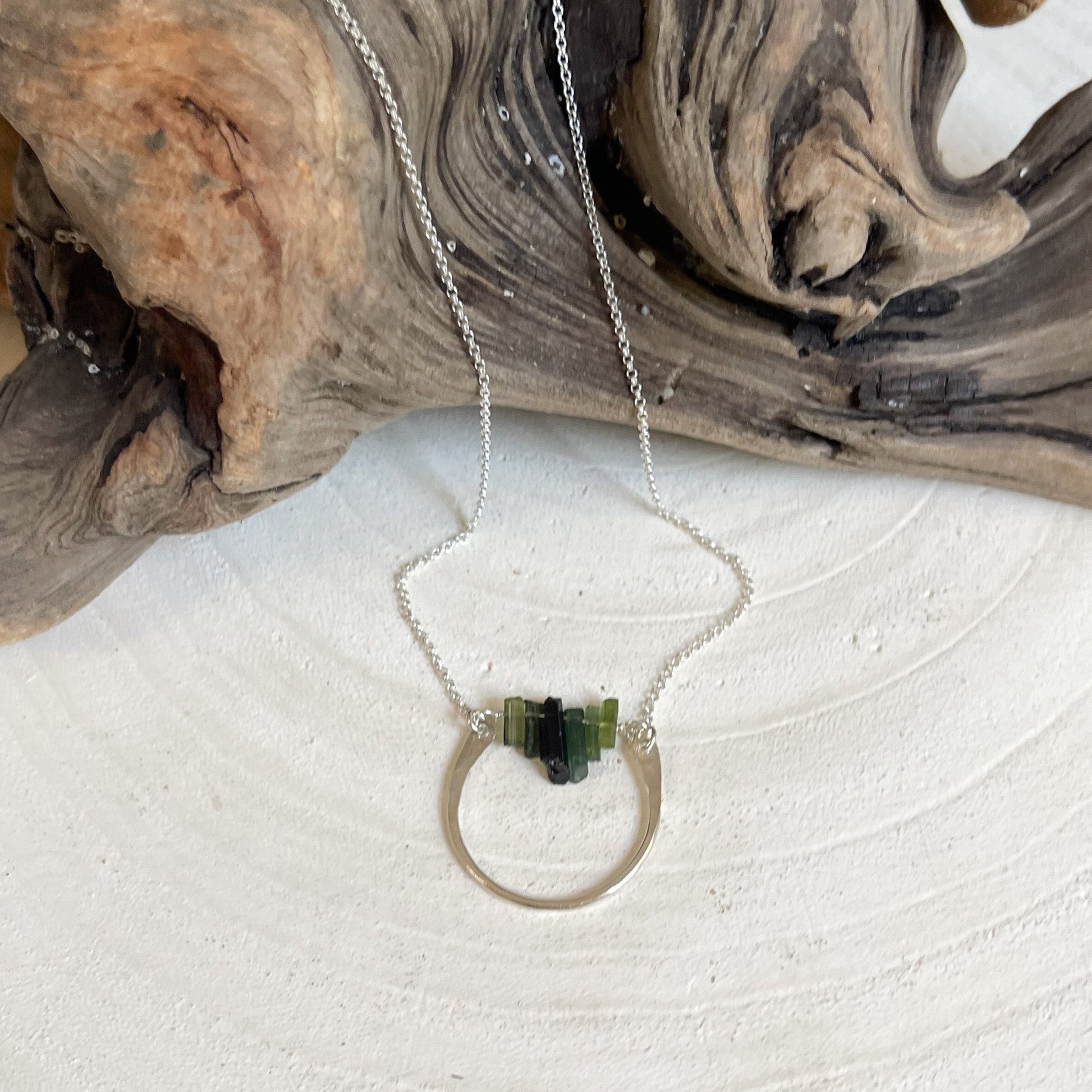 Green Tourmaline Silver Pendant Necklace, Green Tourmaline Crystal Necklace, Buy Crystal Jewelry OKC