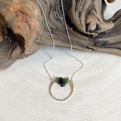 Green Tourmaline Silver Pendant Necklace, Green Tourmaline Crystal Necklace, Buy Crystal Jewelry OKC