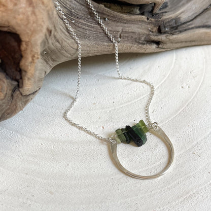 Green Crystal Pendant Necklace, Boho Necklace