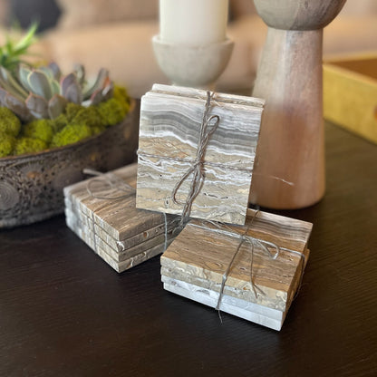 Grey Onyx Coaster Set, Modern Rustic Home Decor, Home Decor OKC