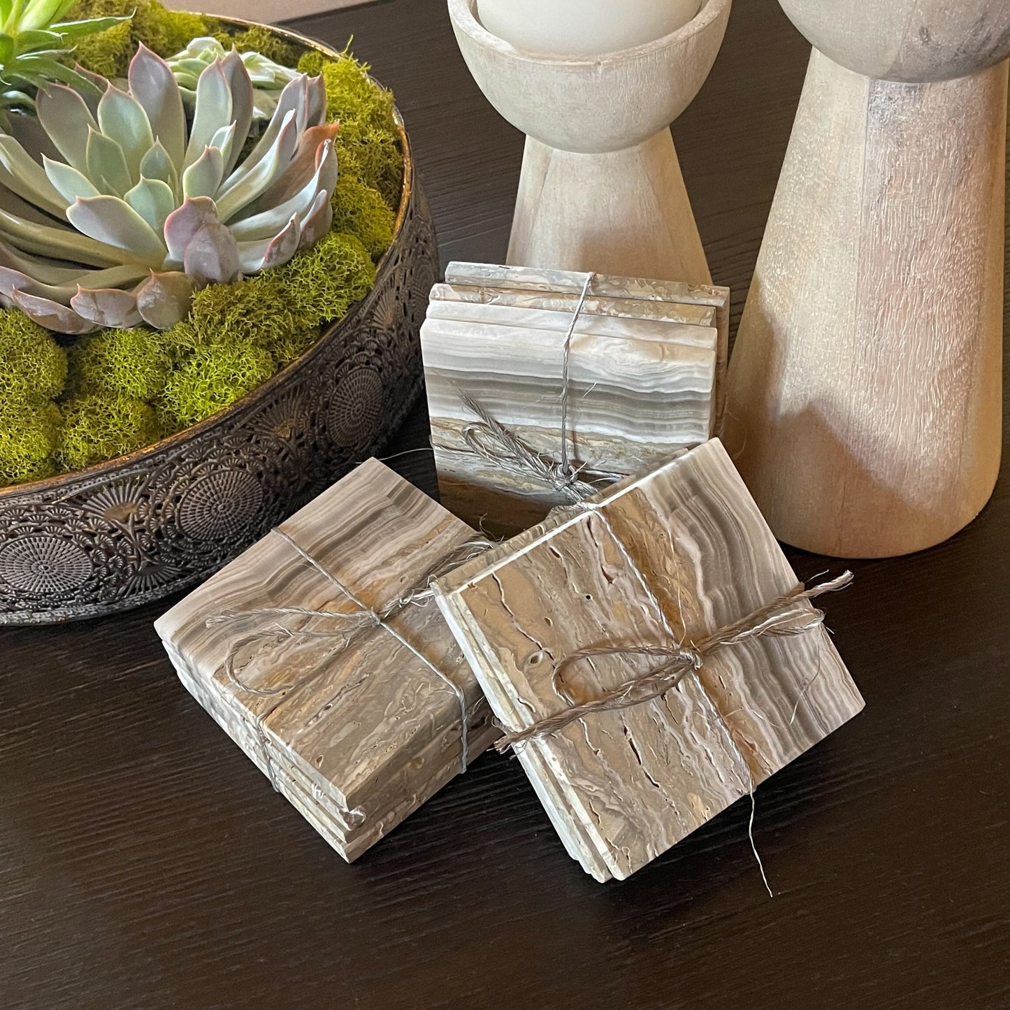 Grey Onyx Coasters, Onyx Home Accents, Home Accents OKC, Natural Home Accents, Home Styling Ideas