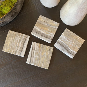 Open image in slideshow, Grey Onyx Coasters, Natural Stone Coasters, Modern Coasters
