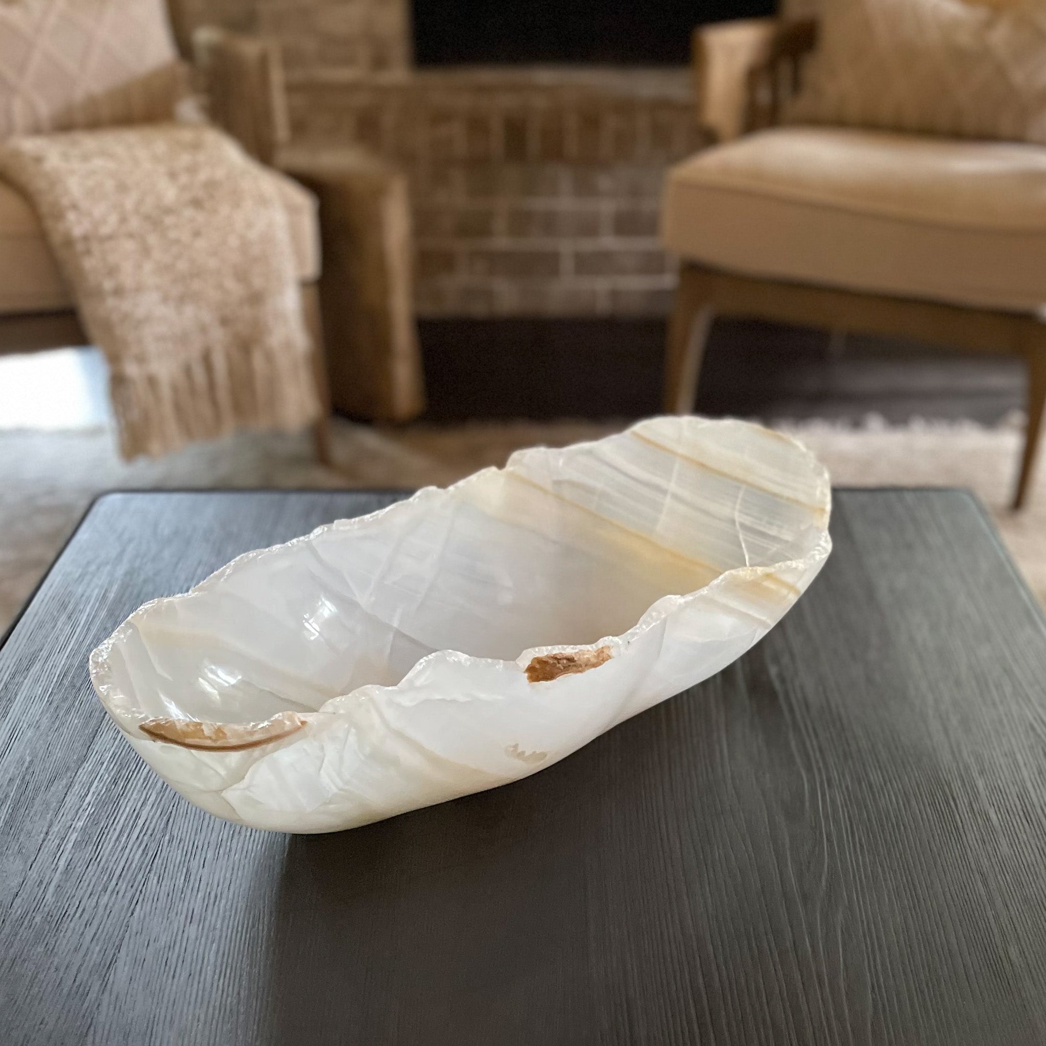 Large White Onyx Bowl, Oblong Onyx Bowl, Onyx Home Accessories, Home Accessories OKC