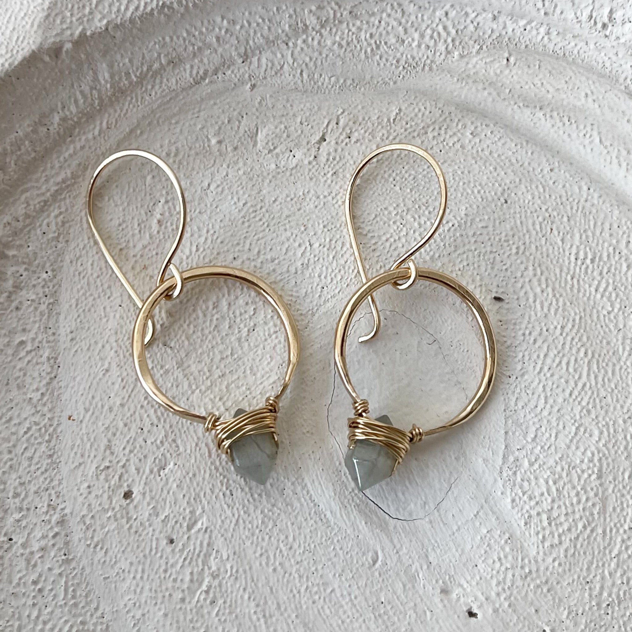 labradorite crystal hoop earrings