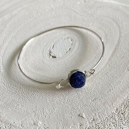 Silver Lapis Bracelet, Silver Lapis Jewelry, Boho Bracelet