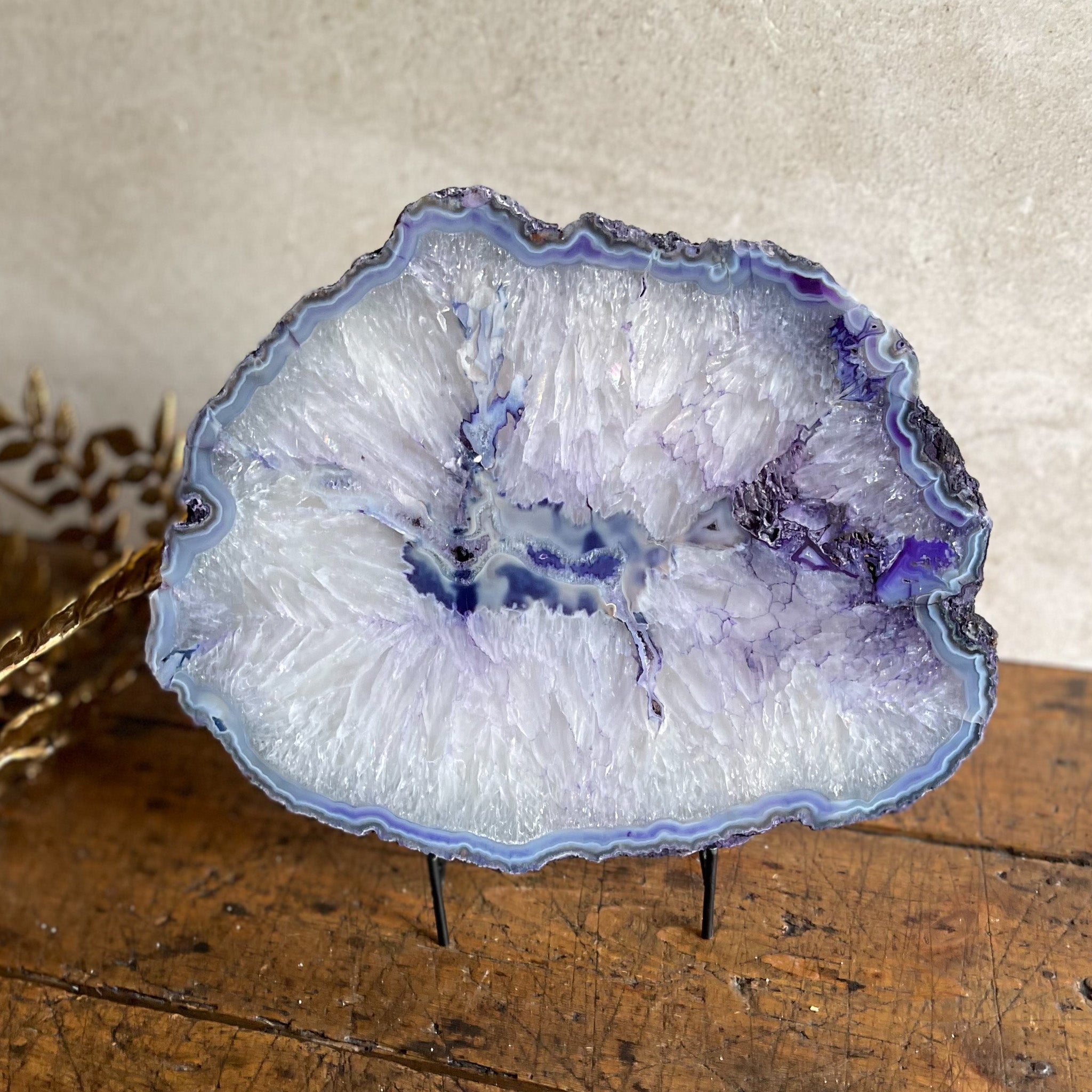 large purple agate slab, natural home accents, purple crystal platter