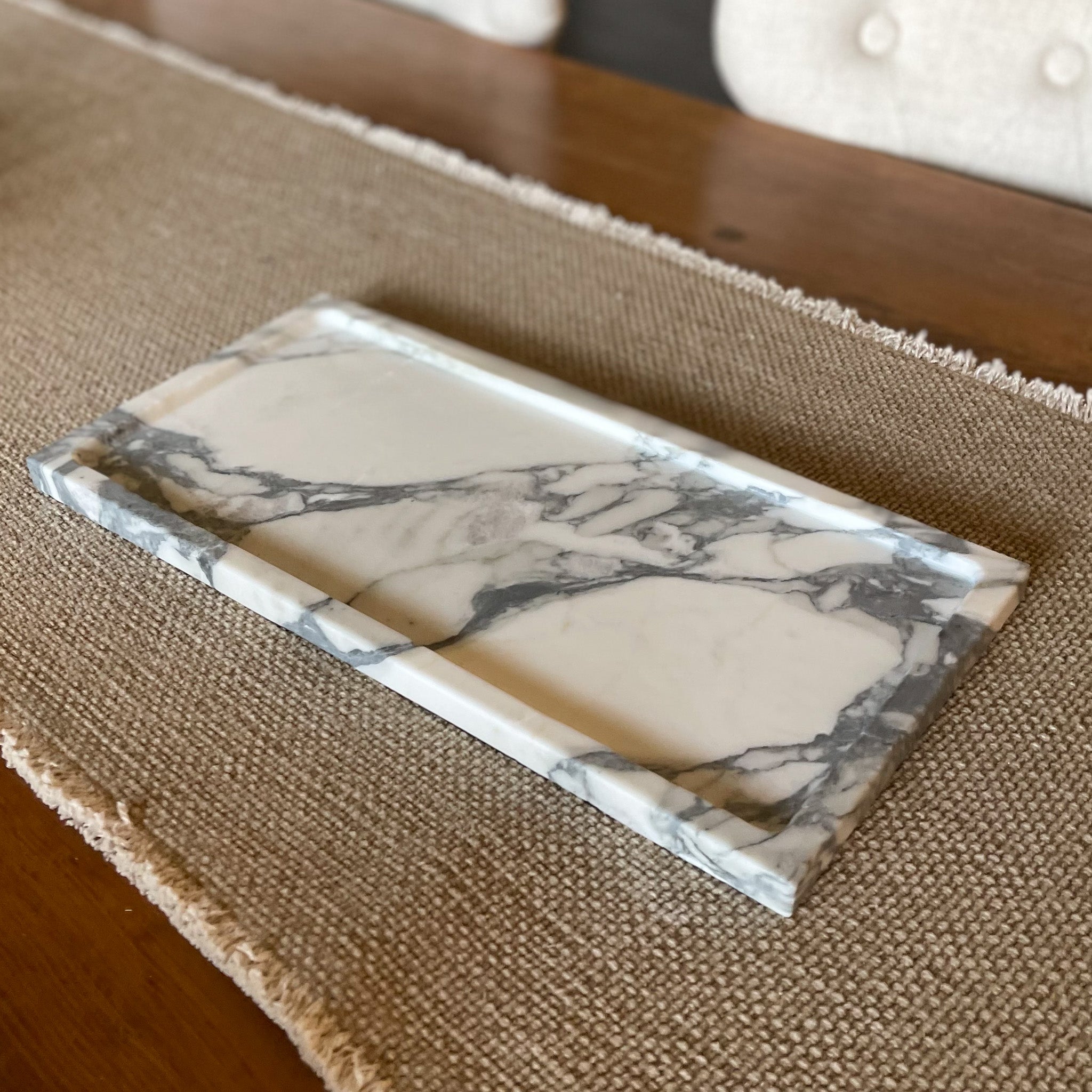 Large White Marble Tray, Decorative Marble Tray