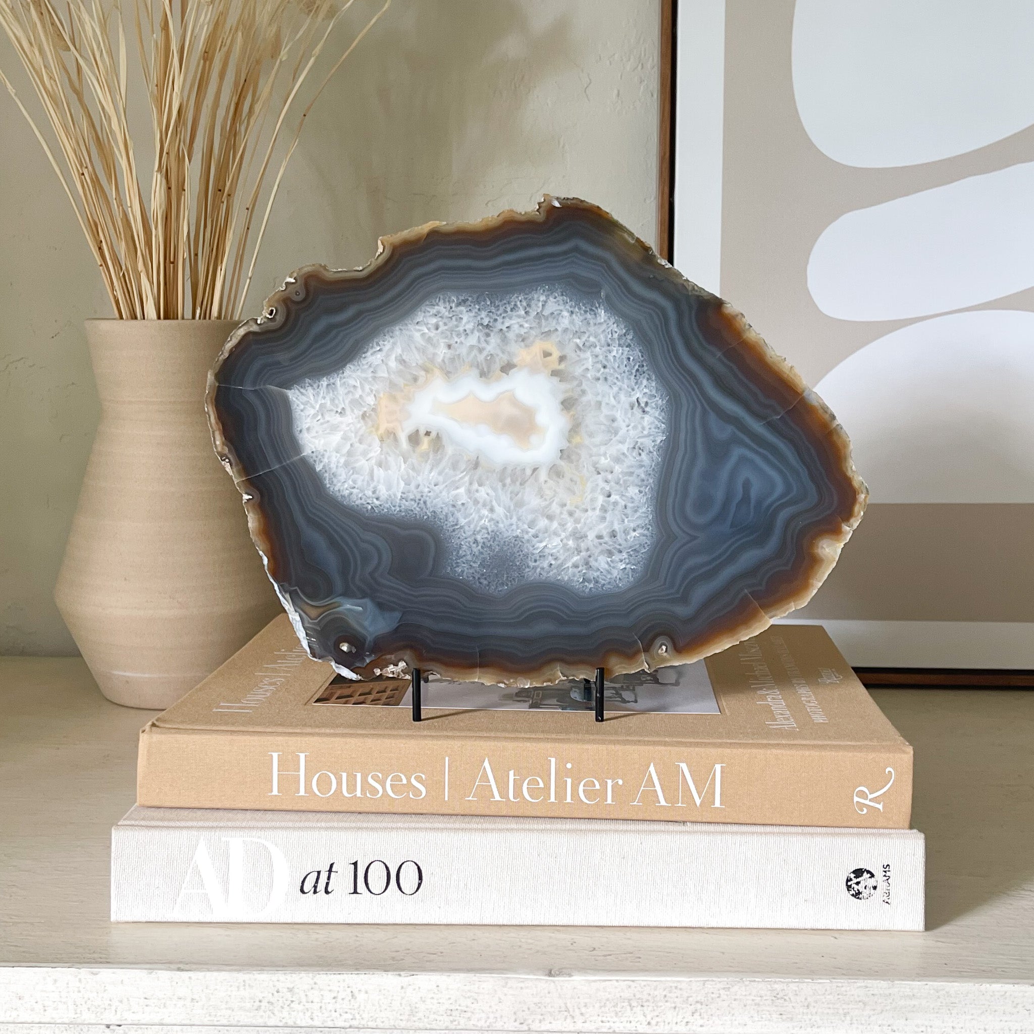 Large Blue Agate Slab, Gemstone Home Decor 
