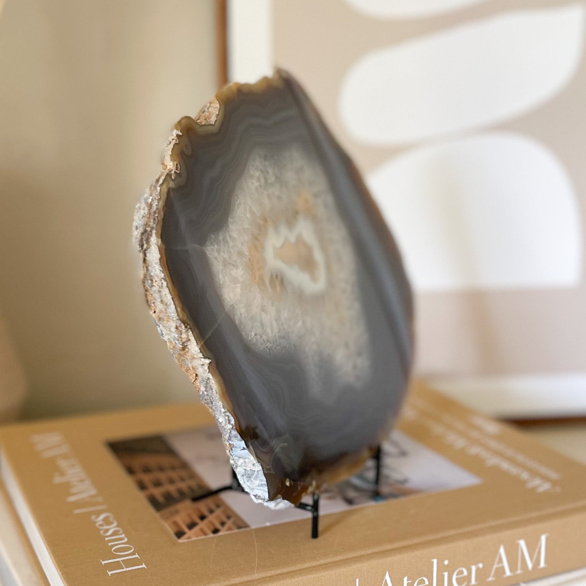 Large Natural Agate Platter on Stand