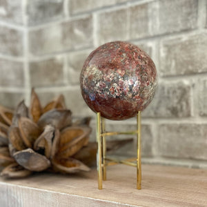 madagascar red opal sphere on stand