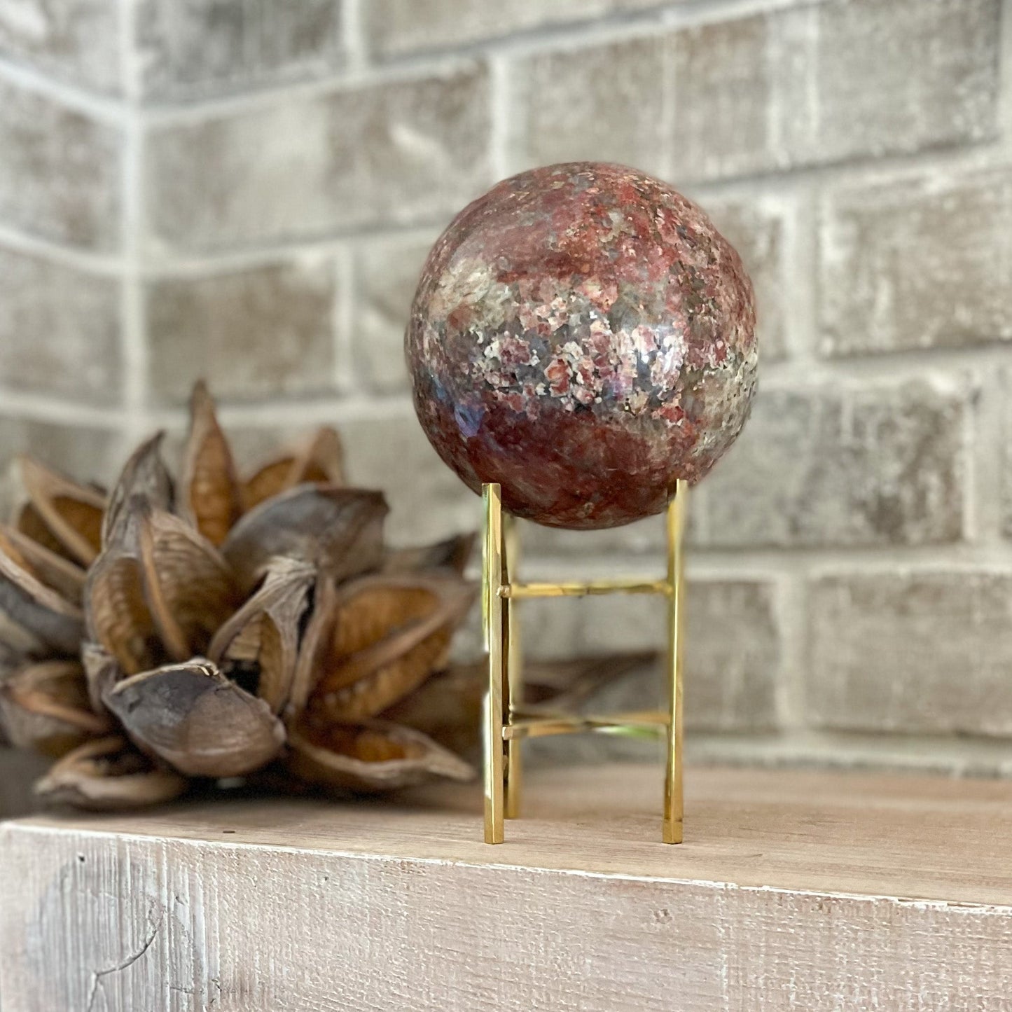 red opal crystal, red opal orb
