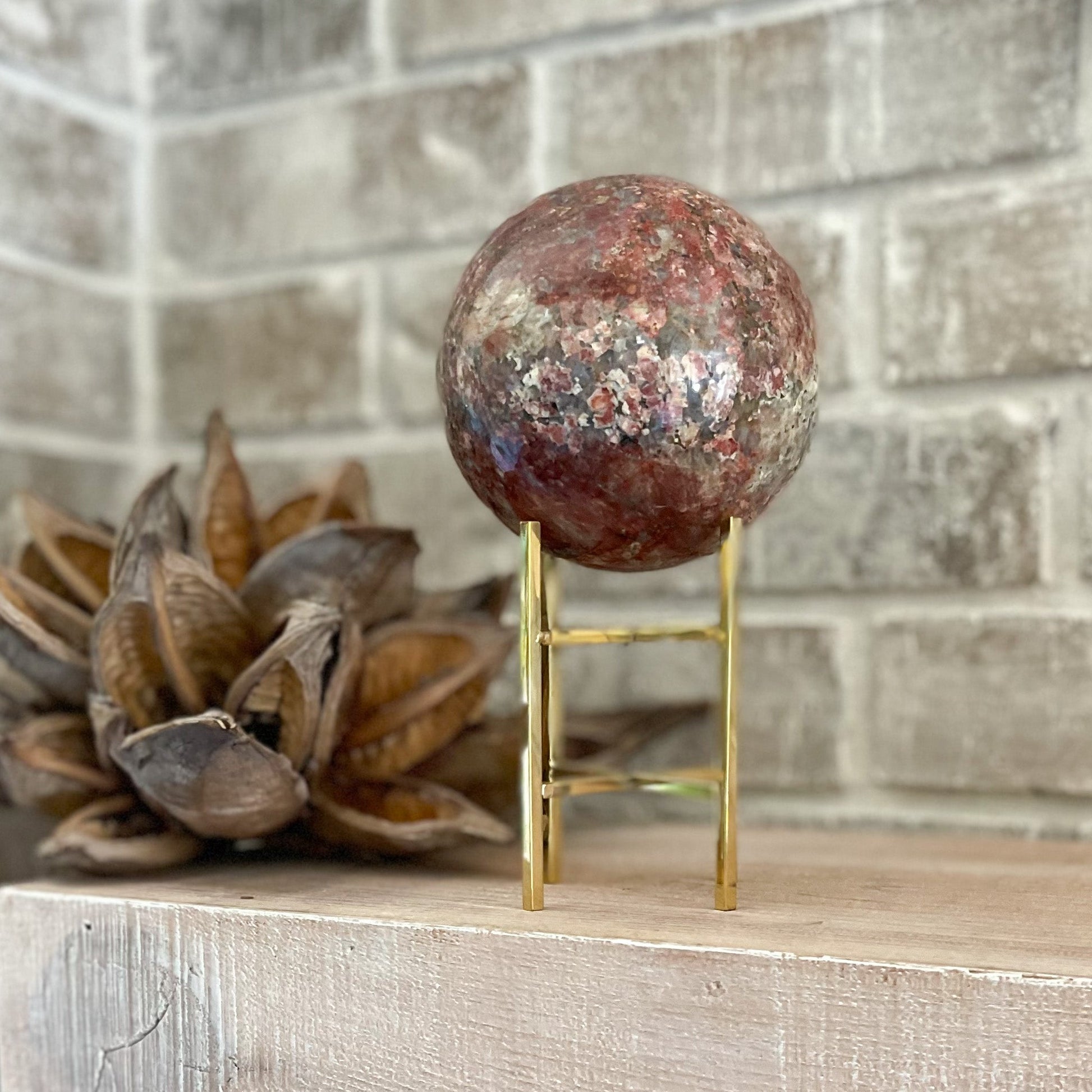 red opal crystal, red opal orb