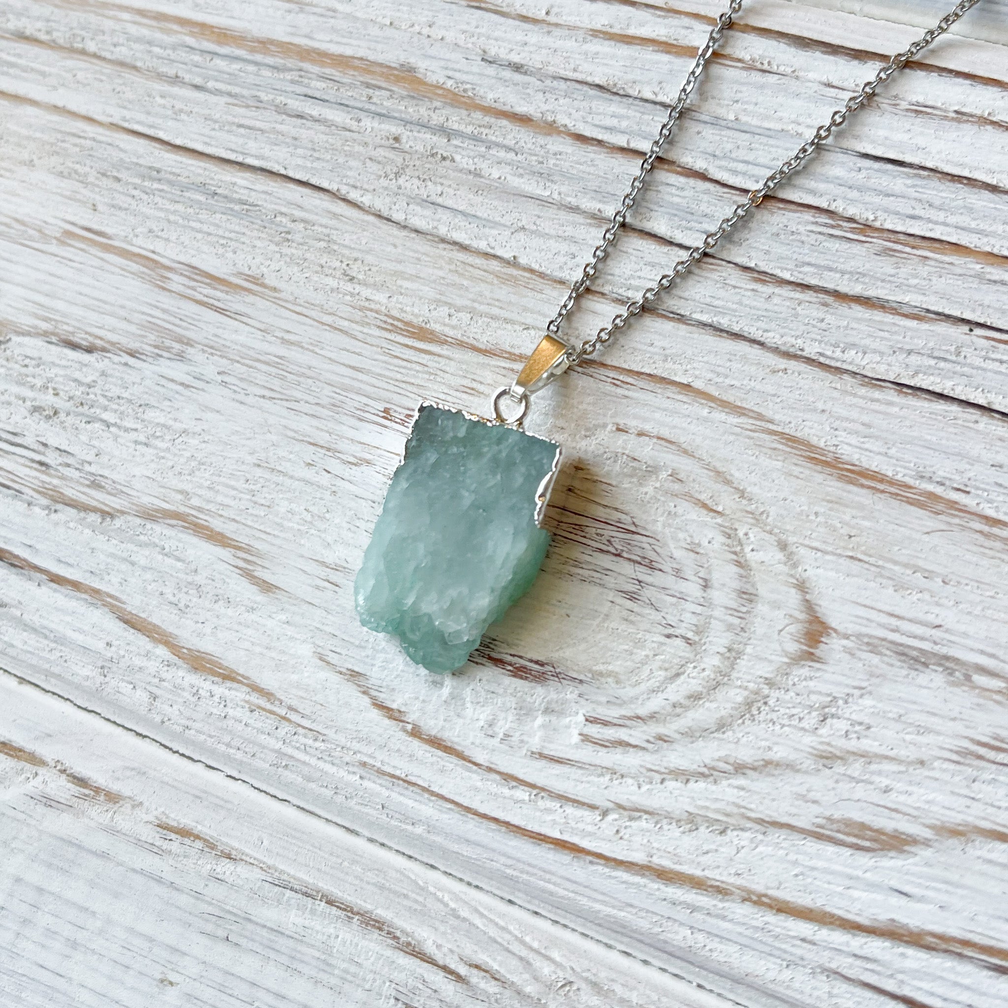 Mint Green Agate Druzy Necklace