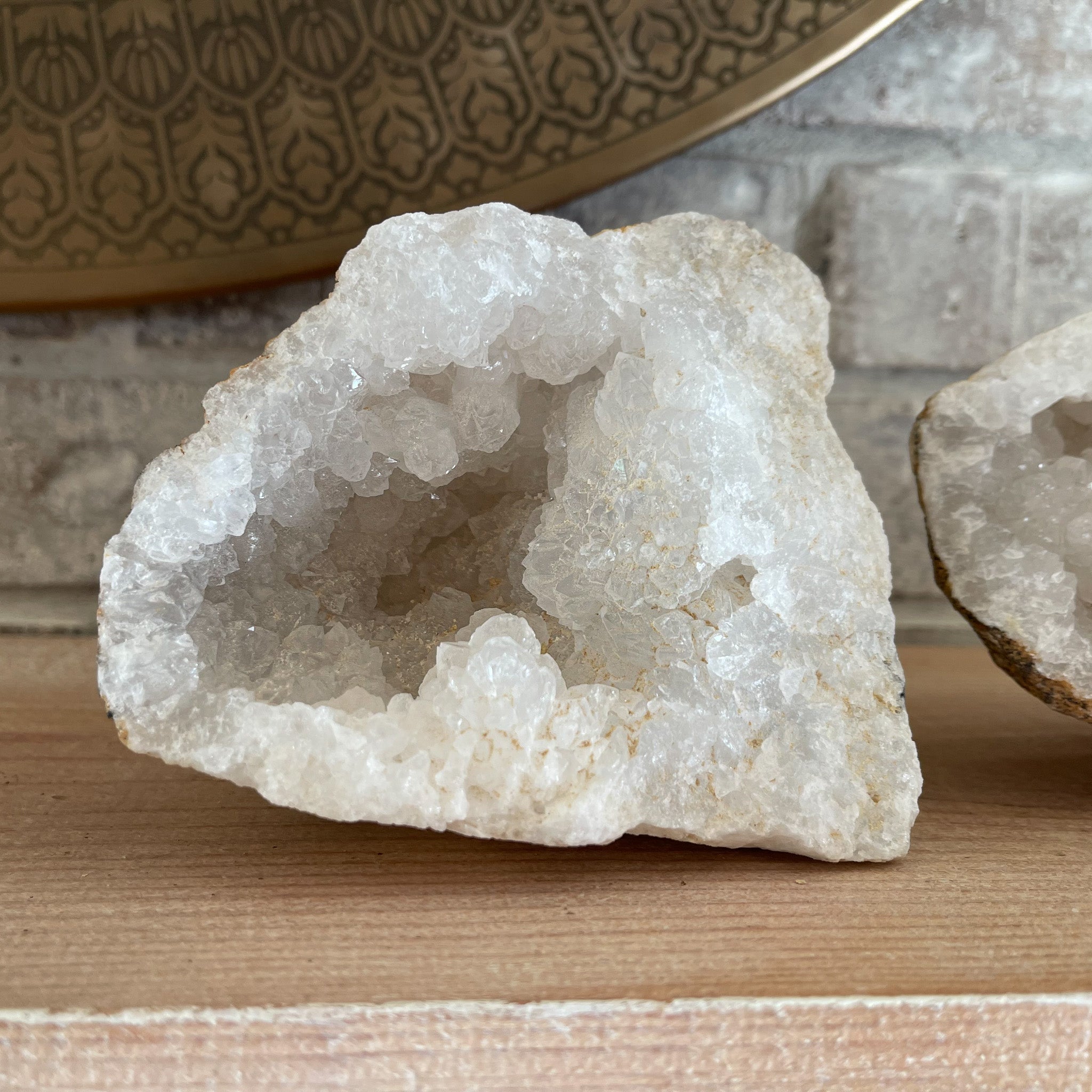 moroccan quartz geode halp, crystal decor