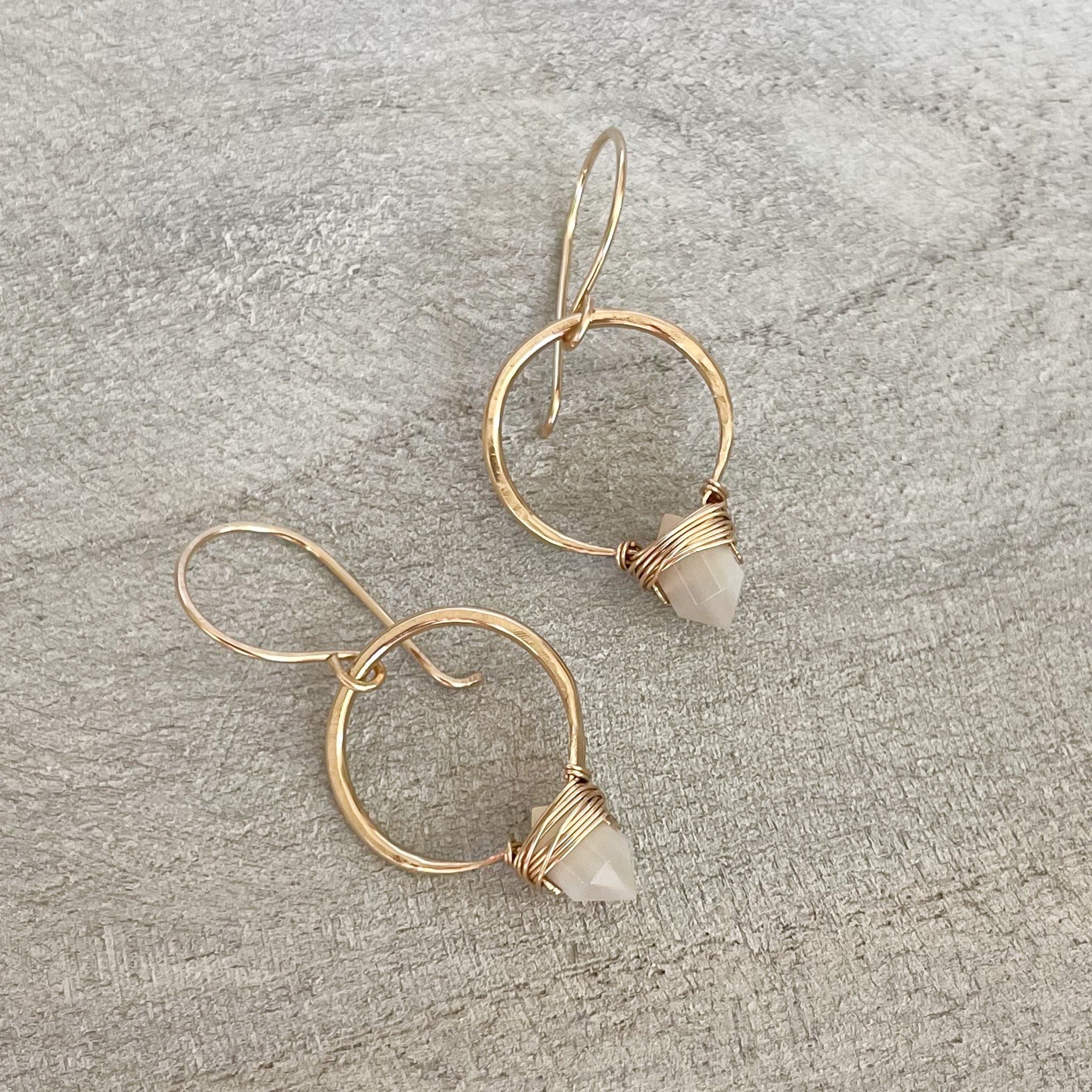 mother of pearl crystal gold hoop earrings
