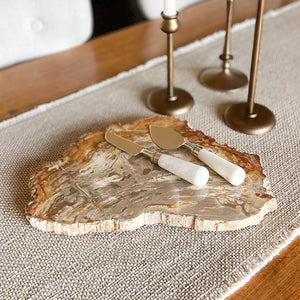indonesian fossilized wood serving tray, petrified wood home accents
