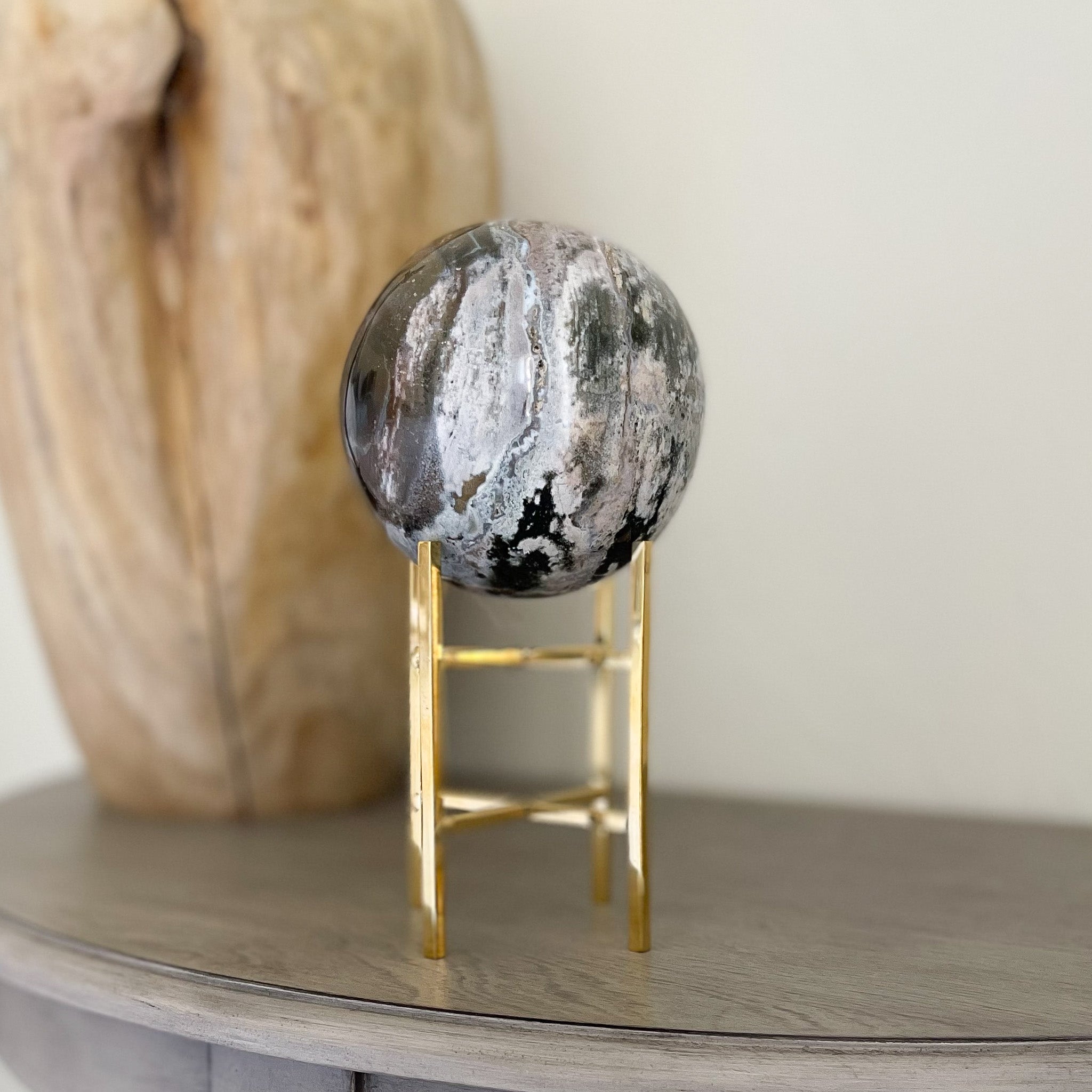 madagascar ocean jasper crystal ball, decorative object