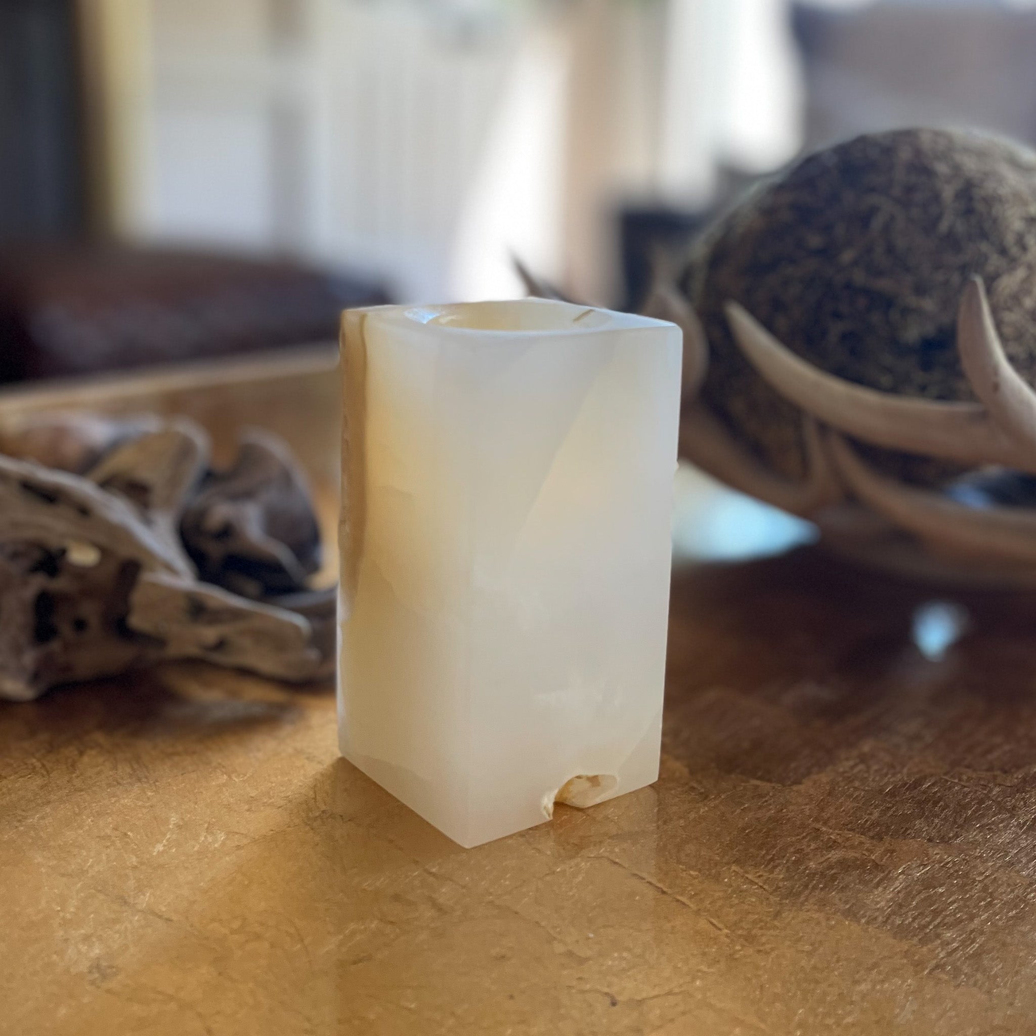 Onyx Candle Holder, Natural Home Decor, Rustic Decor
